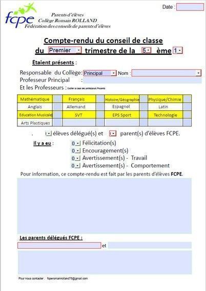 Aide 2 ; Comment Remplir Le Compte-rendu Conseil De Classe - Exemple De ...