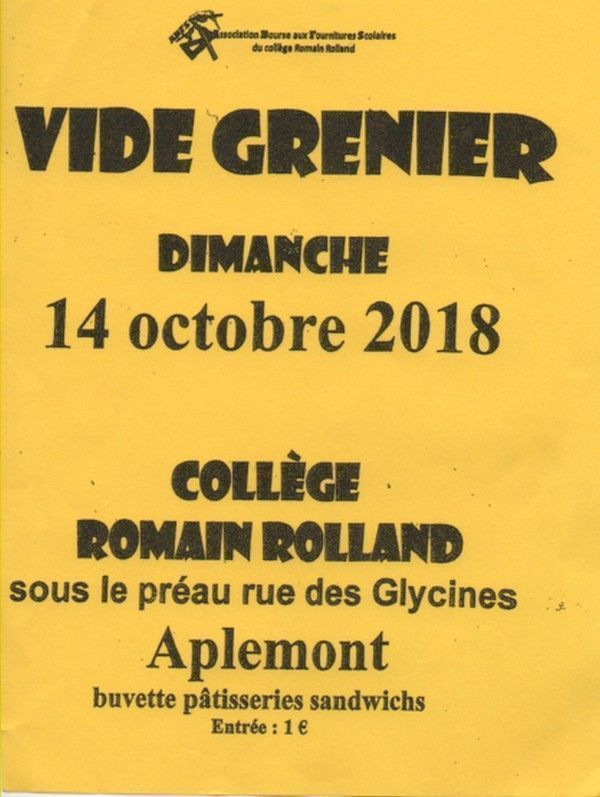 VIDE GRENIER - 14 Octobre 2018